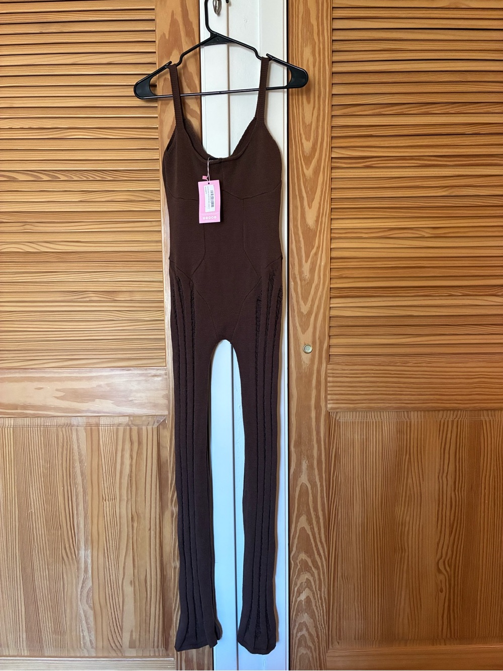 NWT missy empire Chocolate Brown Sleeveless Knit Jumpsuit size medium